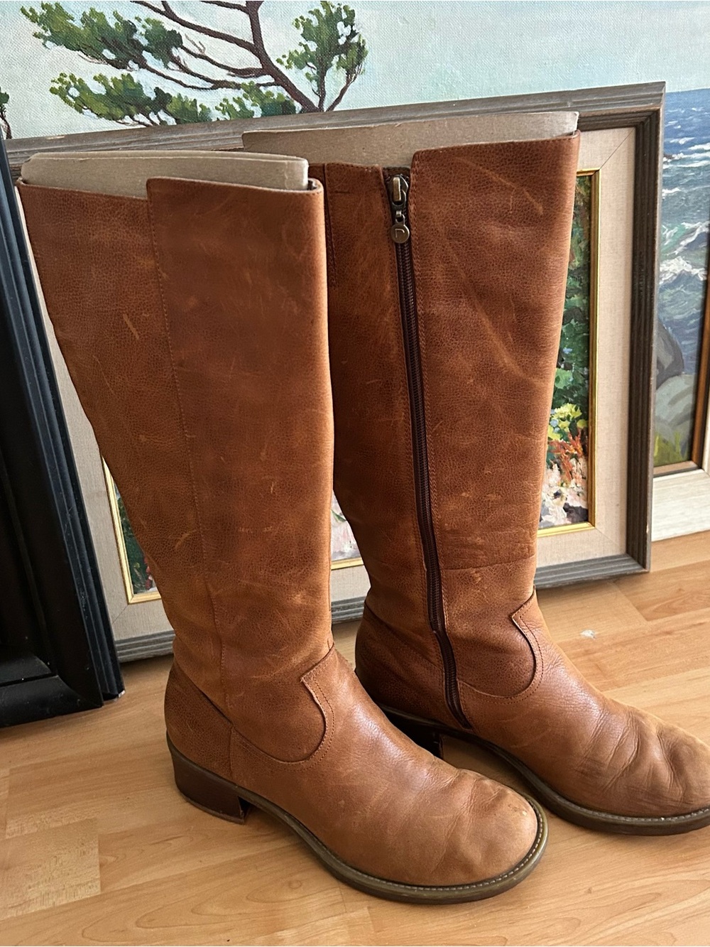 Rockport Tall Leather Riding Boots in Cognac Brown
